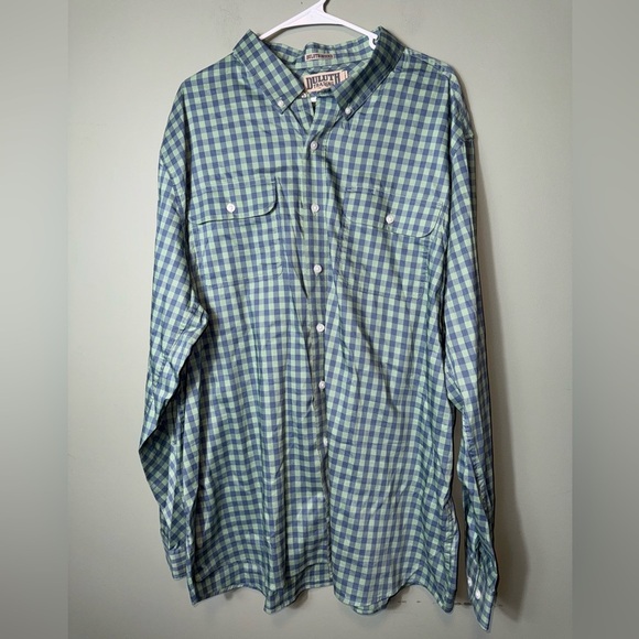 Duluth Trading Co UNTUCKED Men’s Long Sleeve Button Down Size 2XLT Checked - Picture 1 of 3